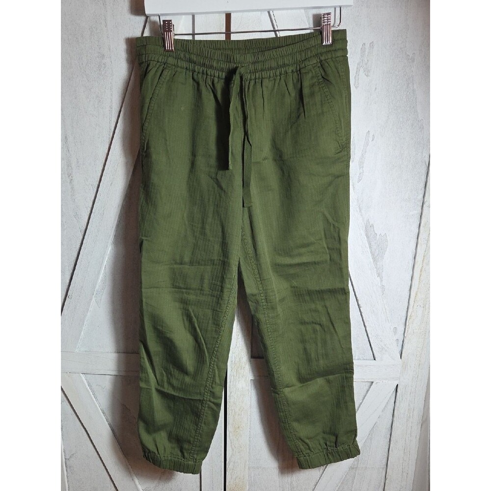J. Crew Olive Green 100% Cotton Drawstring Capri Pants Size 4